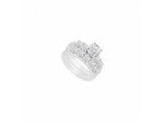 Fine Jewelry Vault UBJS661ABW14DRS4.5 14K White Gold Diamond Engagement Ring with Wedding Band Set 1.40 CT Size 4.5