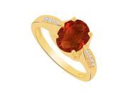 Fine Jewelry Vault UBNR83981Y149X7CZGR Oval Garnet CZ Solitaire Ring in 14K Yellow Gold 8 Stones