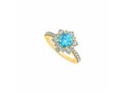 Fine Jewelry Vault UBUNR50834AGVYCZBT 18K Yellow Gold Vermeil December Birthstone Blue Topaz CZ Floral Engagement Ring 6 Stones