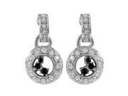 Dlux Jewels Silver Crystals Black Post Earrings