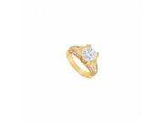 Fine Jewelry Vault UBJ264AY14CZ CZ Engagement Ring 14K Yellow Gold 1 CT CZ 46 Stones