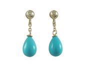 Dlux Jewels Turquoise Shell Pearl Teardrop 6 x 9 mm Gold Over Sterling Silver Ball Post Hanging with Earrings