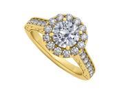 Fine Jewelry Vault UBNR50656Y14CZ CZ Halo Engagement Ring in 14K Yellow Gold 1.50 CT TGW