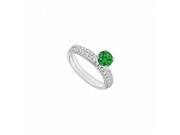 Fine Jewelry Vault UBJS188ABW14DERS4 14K White Gold Emerald Diamond Engagement Ring with Wedding Band Set 1.00 CT Size 4