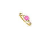 Fine Jewelry Vault UBUNR50547AGVYCZPS CZ Created Pink Sapphire Criss Cross Shank Engagement Ring in Yellow Gold Vermeil 46 Stones
