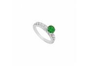 Fine Jewelry Vault UBJS656AW14DERS7 14K White Gold Emerald Diamond Engagement Ring 1.00 CT Size 7