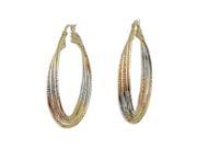 Dlux Jewels Tri Color Three Ring Brass Hoop Earrings