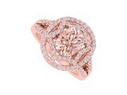 Fine Jewelry Vault UBNR83577P149X7DMG Morganite Diamonds Rose Gold Engagement Ring 16 Stones