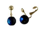 Dlux Jewels Blue AB 12 mm Facetted Fire Polished Bead on Gold Tone Brass Clip Earrings 1.06 in.