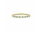 Fine Jewelry Vault UBUBR14YRD131100CZE Created Emerald CZ Tennis Bracelet With 1 CT TGW on 14K Yellow Gold 36 Stones