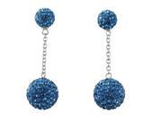 Dlux Jewels Gold Blue Crystal Ball Earrings 8 x 12 mm