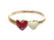 Dlux Jewels Red White Enamel Hearts Gold Tone Sterling Silver Ring Size 3