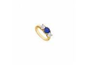 Fine Jewelry Vault UBUJ2441Y14CZS Created Sapphire CZ Engagement Ring 14K Yellow Gold 2 CT TGW 2 Stones