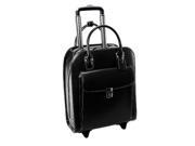 McKlein 97695 15.6 in. Uptown Leather Vertical Wheeled Ladies Briefcase Black 13.5 x 6 x 16 in.