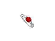 Fine Jewelry Vault UBNR50547W14DR Diamond Ruby Criss Cross Shank Engagement Ring in 14K White Gold 46 Stones
