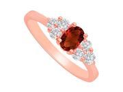 Fine Jewelry Vault UBNR82609P148X6CZGR Oval Garnet CZ Trios Engagement Ring 2 CT TGW 6 Stones