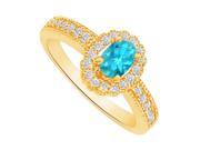 Fine Jewelry Vault UBUNR82906Y148X6CZBT CZ Blue Topaz Halo Mil grain Engagement Ring 10 Stones
