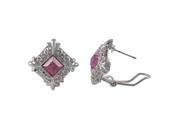 Dlux Jewels SR Pink Silver Pink Square Earrings