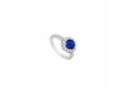 Fine Jewelry Vault UBJ3103W14DS 110 Sapphire Diamond Halo Engagement Ring in 14K White Gold 1.30 CT TGW 26 Stones