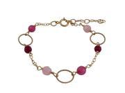 Dlux Jewels Garnet 4 mm Semi Precious Faceted Stones with Gold Filled 8mm Rings Bracelet 5 x 1 in.