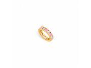 Fine Jewelry Vault UBU14YRD300CZPS14115 Created Pink Sapphire CZ Eternity Band 14K Yellow Gold 3 CT TGW 10 Stones
