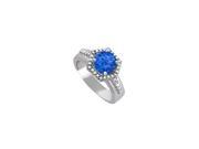 Fine Jewelry Vault UBUNR83876AGCZS Sapphire CZ Engagement Ring in 925 Sterling Silver 10 Stones