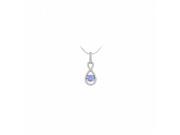 Fine Jewelry Vault UBUPD3031AGCZTZ CZ Created Tanzanite With 1 CT TGW in 925 Sterling Silver 40 Stones