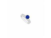Fine Jewelry Vault UBUJS3046ABW14CZS Created Sapphire CZ Engagement Ring With Wedding Band Set 14K White Gold 0.75 CT 23 Stones