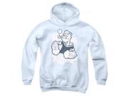 Trevco Popeye Tattooed Youth Pull Over Hoodie White XL