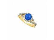 Fine Jewelry Vault UBUNR84630AGVYCZS Sapphire CZ in Criss Cross Shank Halo Engagement Ring in 18K Yellow Gold Vermeil 46 Stones