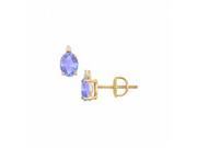 Fine Jewelry Vault UBUEROV86AGVYTZ CZ Created Tanzanite Stud Earrings Yellow Gold Vermeil 2.04 CT TGW 2 Stones