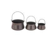 Benzara 45663 Classic Metal Handle Planter Set Of 3