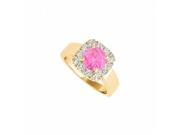 Fine Jewelry Vault UBUNR50823EY14CZPS Pink Sapphire CZ Yellow Gold Halo Engagement Ring
