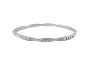 Dlux Jewels Silver Tone Brass Bangle with White Crystals