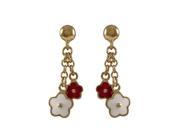 Dlux Jewels Gold Red White Flower Earrings