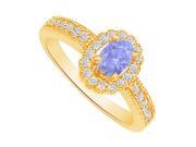 Fine Jewelry Vault UBUNR82906Y148X6CZTZ CZ Tanzanite Halo Mil grain Engagement Ring 10 Stones