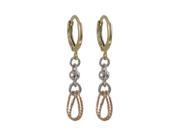 Dlux Jewels Tri Color Brass Disco Ball Hoop Dangle Pierced Earrings 1.50 in.