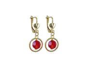 Dlux Jewels 6 mm Red Preciosa Bead Gold 10 mm Braided Ring Dangling Gold Filled Lever Back Earrings with Heart Shape