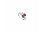 Fine Jewelry Vault UBUK1032AGCZR Created Ruby CZ Ring 925 Sterling Silver 1 CT 4 Stones