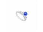 Fine Jewelry Vault UBJS590AW14DTZRS8 14K White Gold Tanzanite Diamond Engagement Ring 1.00 CT Size 8