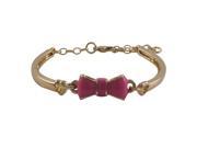 Dlux Jewels Hot Pink Enamel Bow with Gold Plated Brass Bangle Bracelet 5.5 x 1 in.