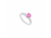 Fine Jewelry Vault UBJS358AW14DPS 14K White Gold Pink Sapphire Diamond Engagement Ring 1 CT TGW 12 Stones