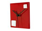 Square Red Glass Wall Clock with White Squares