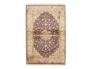 EORC X35985 4.08 x 6.08 ft. Navy Hand Knotted Silk Kashmir Rug