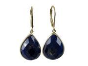Dlux Jewels Lapis Lazurite Semi Precious Faceted Stone with Gold Plated Sterling Silver Lever Back Earrings