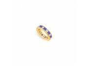Fine Jewelry Vault UBU14YSQ500CZS16035 CZ Blue Created Sapphire Eternity Band 14K Yellow Gold 5 CT TGW 10 Stones