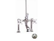 World Imports 323145 Tub Filler with Porcelain Cross Handles Satin Nickel