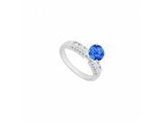 Fine Jewelry Vault UBJS590AW14DSRS8 14K White Gold Sapphire Diamond Engagement Ring 1.00 CT Size 8