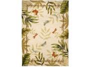 Home Fires PP JB001G 8 ft. x 10 ft. Butterflies and Dragonflies Indoor Outdoor Hand Hooked Area Rug Beige