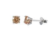 Dlux Jewels Sterling Silver Post Earrings 4 mm Champagne Cubic Zirconia